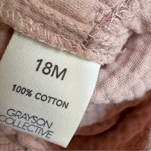 Grayson Collective Pink Jumpsuit Gauze Muslin Long Sleeve Baby Girl 18M - Picture 4 of 6